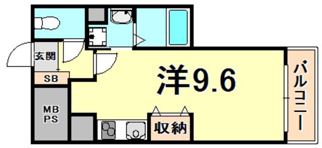SHELL POOL V(ワンルーム/1階)の間取り写真