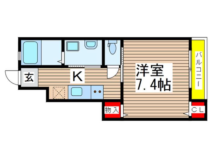 フラットテラス(1K/1階)の間取り写真
