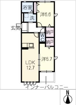 シャルマン平尾神田(2SLDK/2階)の間取り写真