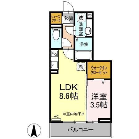 ヴィオコート 平田(1LDK/2階)の間取り写真