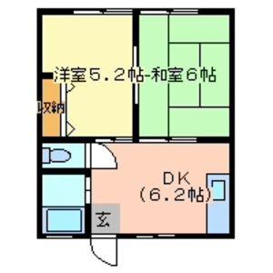 ハイツ向陽(2DK/1階)の間取り写真