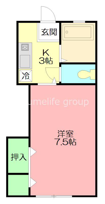 ハイム カープ(1K/2階)の間取り写真