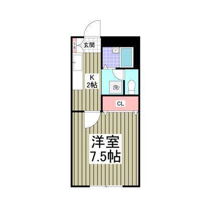 コムハウス(1K/1階)の間取り写真