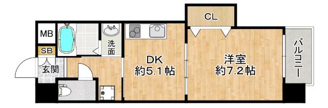 グレースTM(1DK/6階)の間取り写真