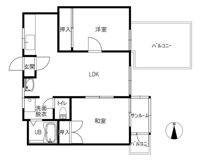 サンヒルズ花(2LDK/1階)の間取り写真