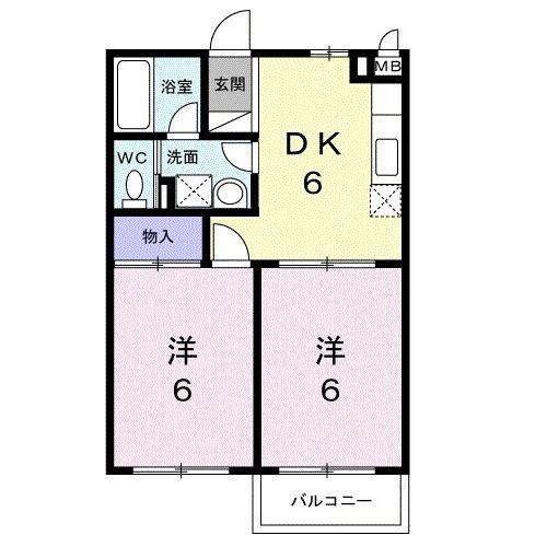 コーポ内山(2DK/2階)の間取り写真