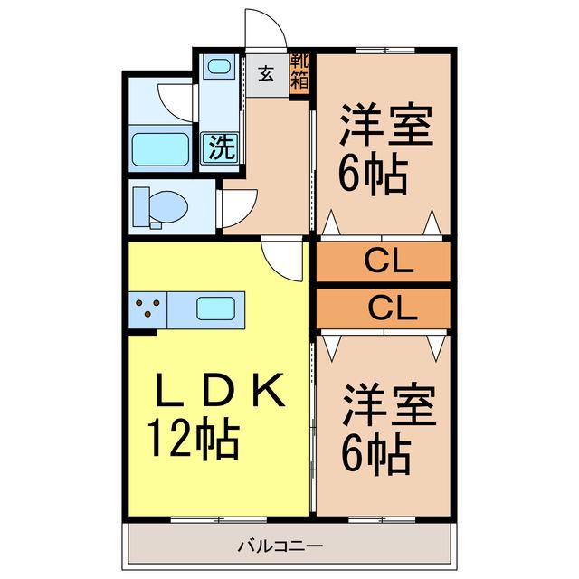 ファーストアベニュー(2LDK/2階)の間取り写真