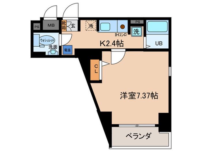 エイチ・ツー・オー東住吉I番館(1K/4階)の間取り写真