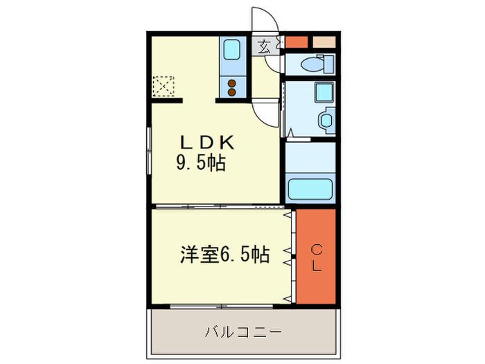 レジディア天神(1LDK/9階)の間取り写真