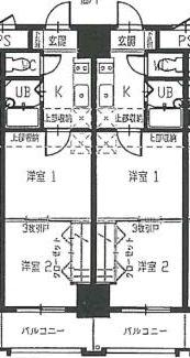 PROJECT2100博多駅前(2K/2階)の間取り写真