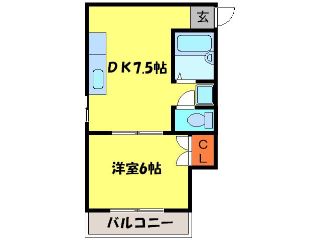 ユービハイツ(1DK/3階)の間取り写真
