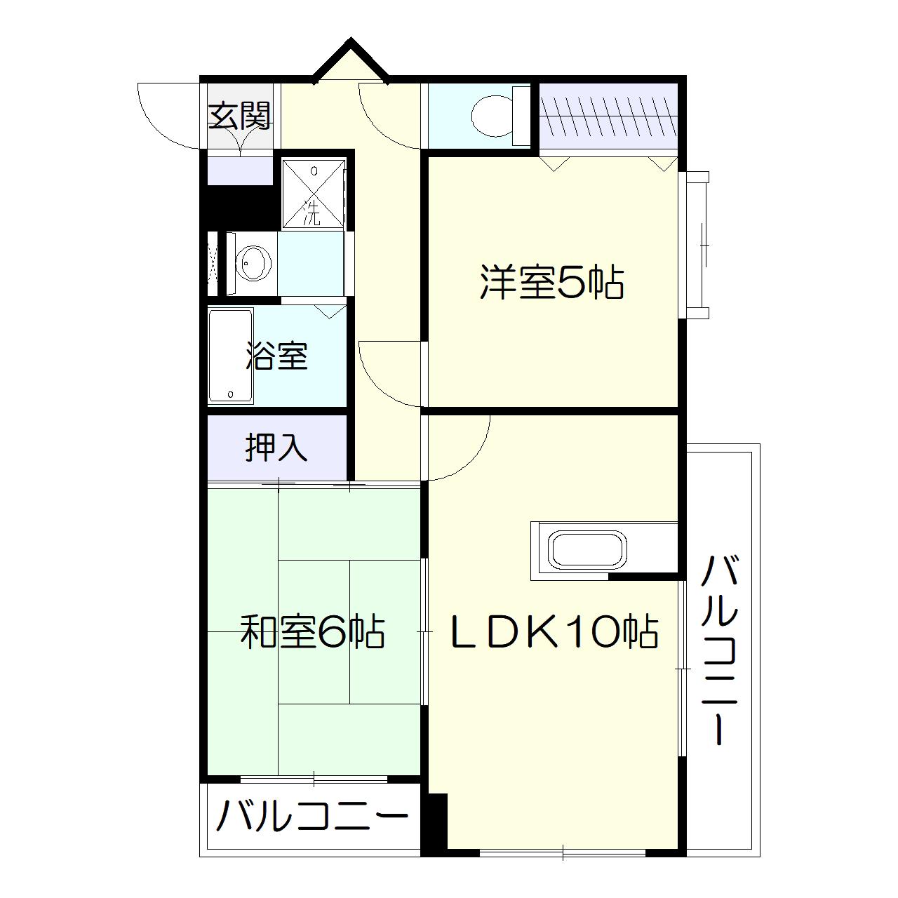 ヴィルヌーブ21(2LDK/4階)の間取り写真