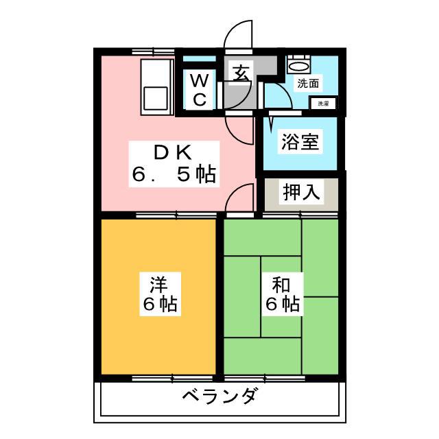 メゾンブルーム(2DK/1階)の間取り写真