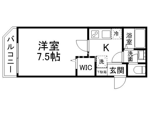レジデンス京都伏見イースト(1K/2階)の間取り写真