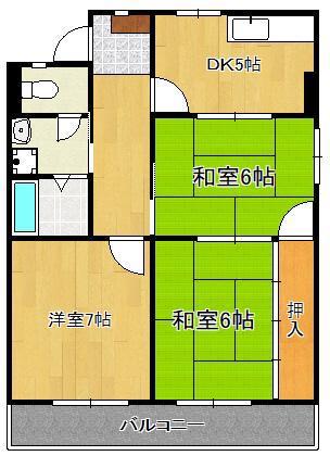 日明コータース(3DK/3階)の間取り写真