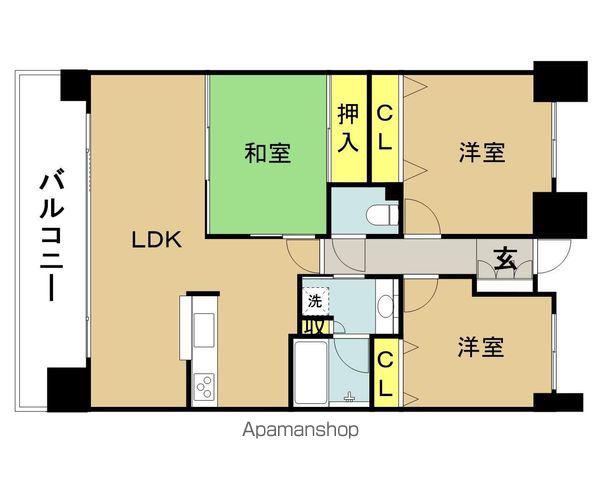 ポレスター宮崎ザ・レジデンス(3LDK/2階)の間取り写真