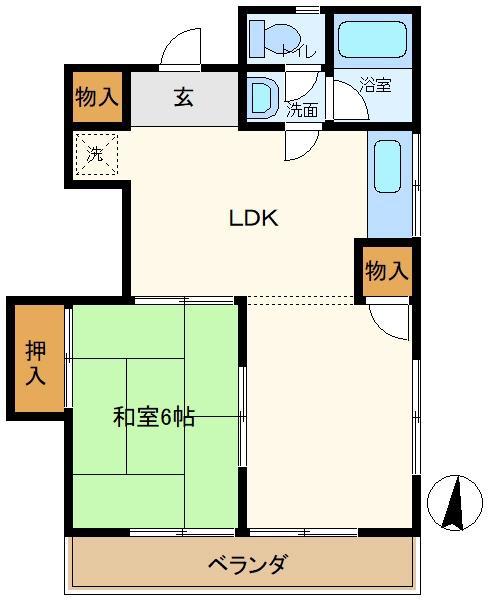 カトレアハイツ(1LDK/3階)の間取り写真