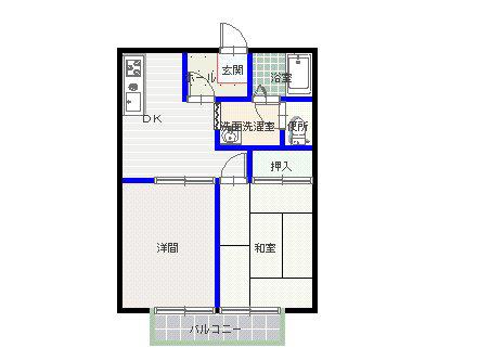 ハイツセイフウB(1LDK/1階)の間取り写真