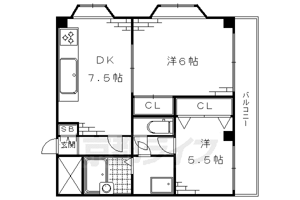 EIKOハイツ(2DK/1階)の間取り写真