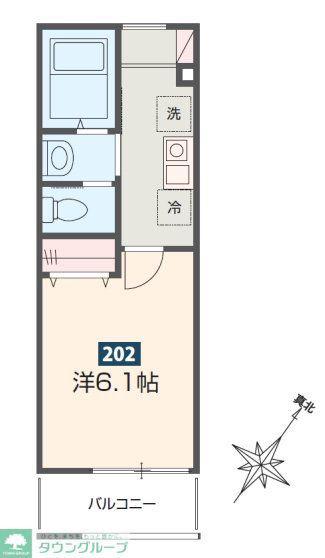 MELDIA春日部(1K/2階)の間取り写真