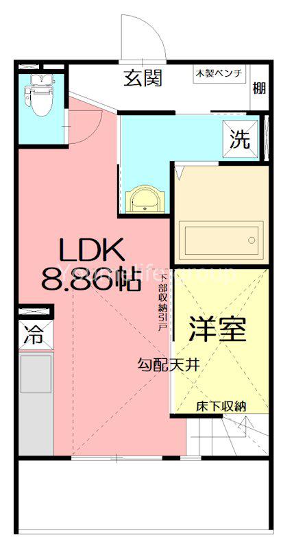 LAID BACK TERRACE(1LDK/1階)の間取り写真