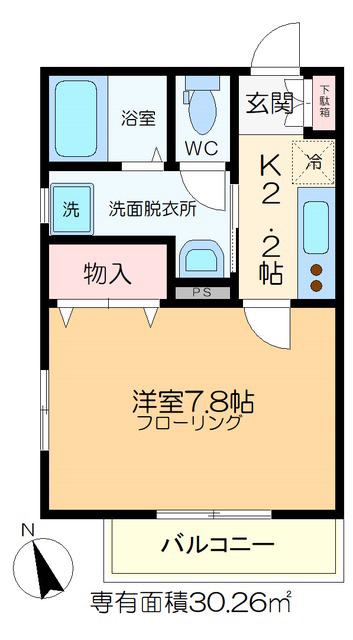ヴェリエーロ町屋(1K/2階)の間取り写真