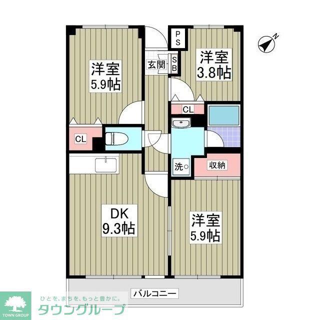 グランパレス小熊(3SDK/2階)の間取り写真