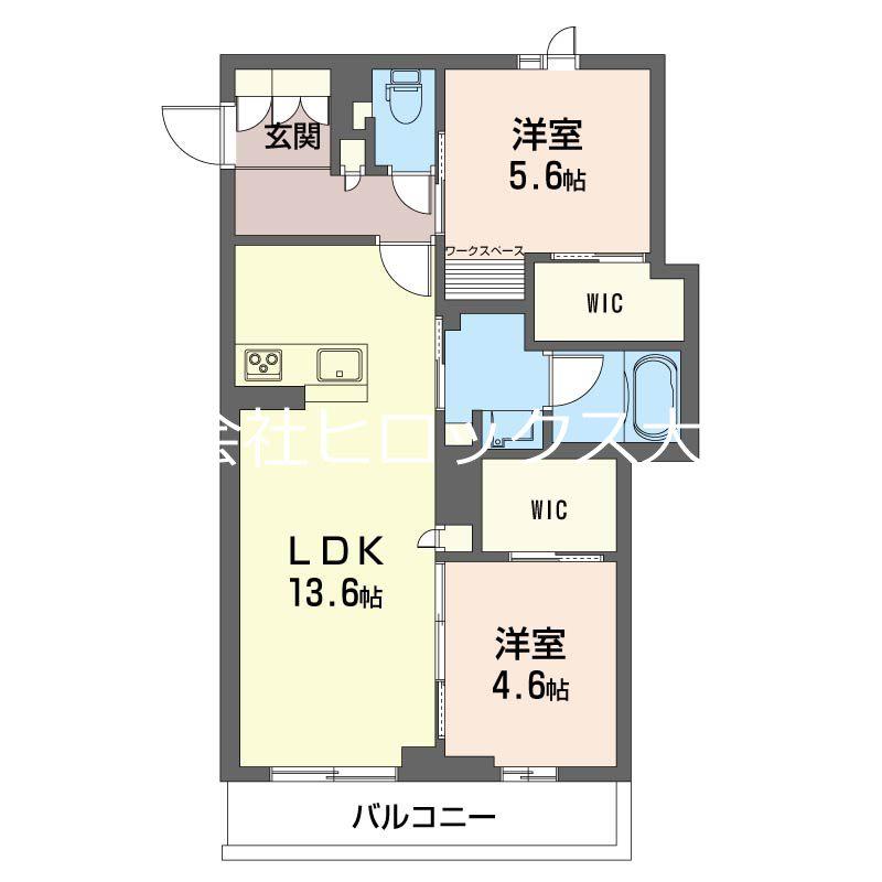 エスペランサ大宮(2LDK/3階)の間取り写真