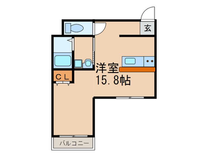 アムール(ワンルーム/2階)の間取り写真