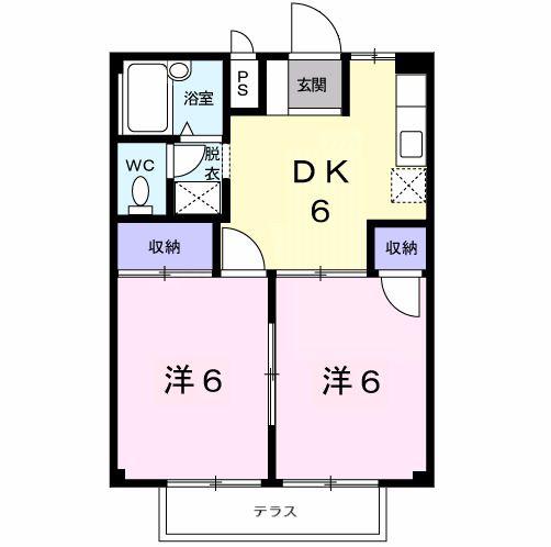 ハイツ蔵西(2DK/1階)の間取り写真