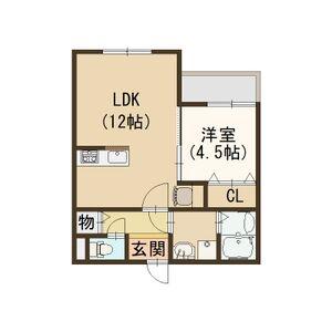 ヴィエント南巽(1LDK/1階)の間取り写真