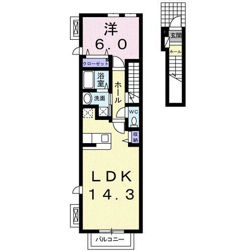 ステラート大塚B(1LDK/2階)の間取り写真