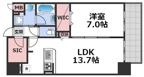セファ上本町(1LDK/5階)の間取り写真