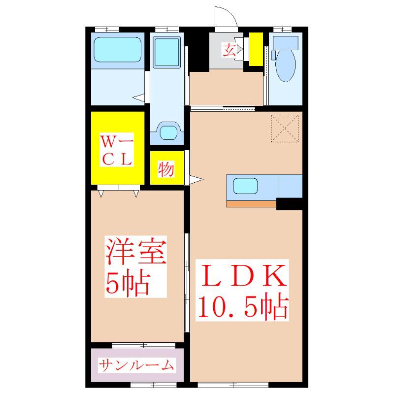 エスポワール住吉(1LDK/1階)の間取り写真