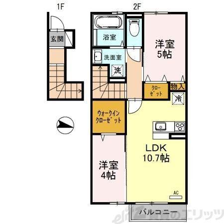 シャルマン井高野(2LDK/2階)の間取り写真