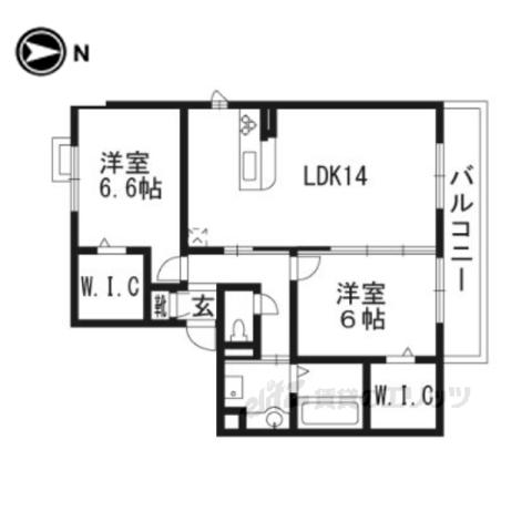 ライトハウス西野(2LDK/2階)の間取り写真