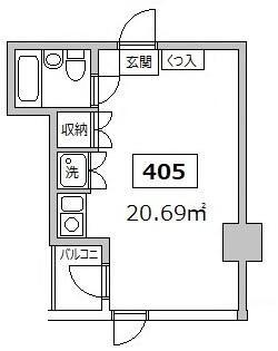 HMビル(ワンルーム/4階)の間取り写真