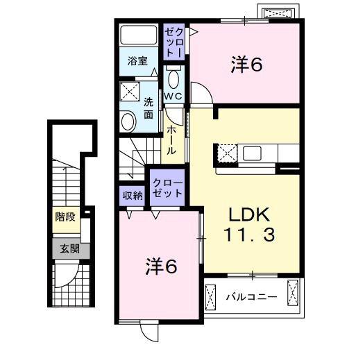メゾンサニー(2LDK/2階)の間取り写真