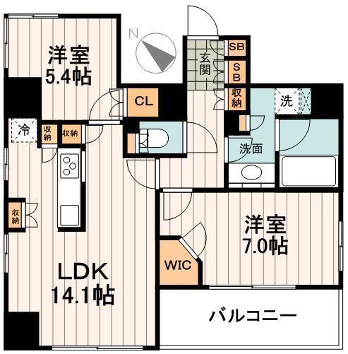 コンフォリア本駒込(2LDK/6階)の間取り写真