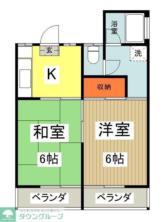 みどり荘(2K/2階)の間取り写真