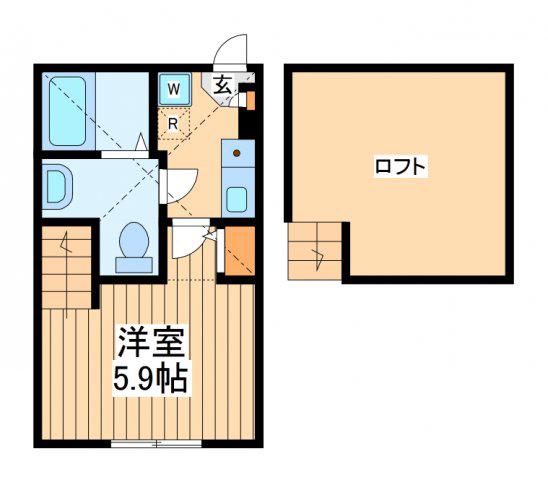 ティナ小田急相模原(1K/1階)の間取り写真