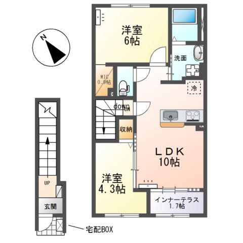 ルナクレセンテIII(2LDK/2階)の間取り写真