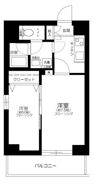 音楽マンション セレナーデ東長崎(2K/4階)の間取り写真