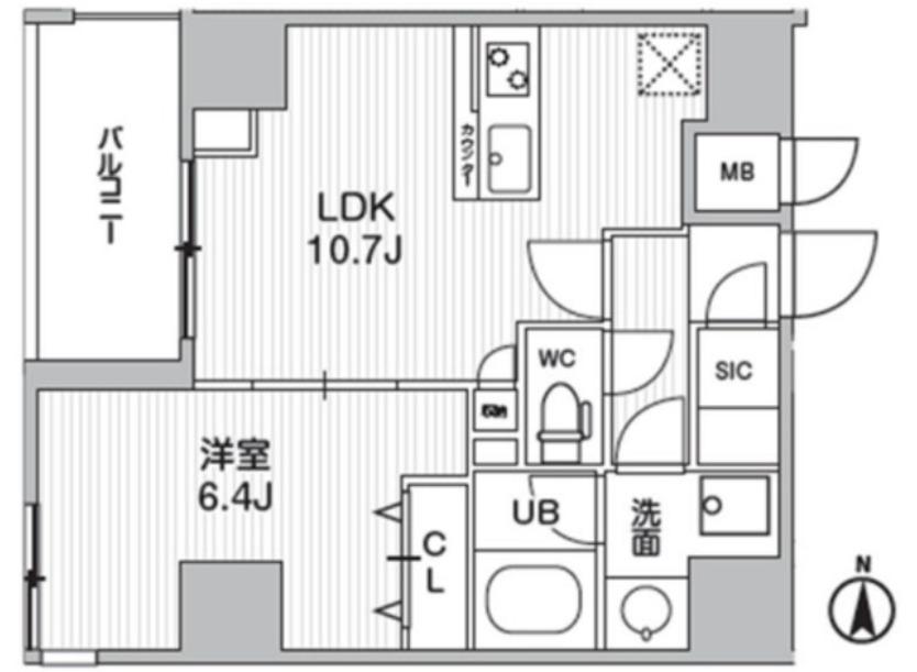 WEAVE BASE -UENO ノース上野ノース(1LDK/2階)の間取り写真
