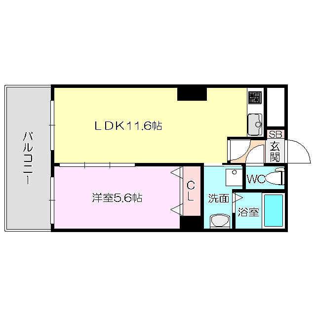 ノルデンタワー新大阪プレミアム(1LDK/14階)の間取り写真
