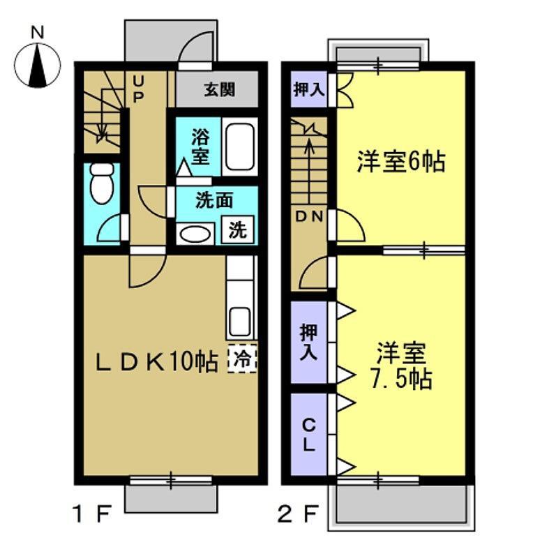 DUPLEX伊藤(2LDK/1階)の間取り写真