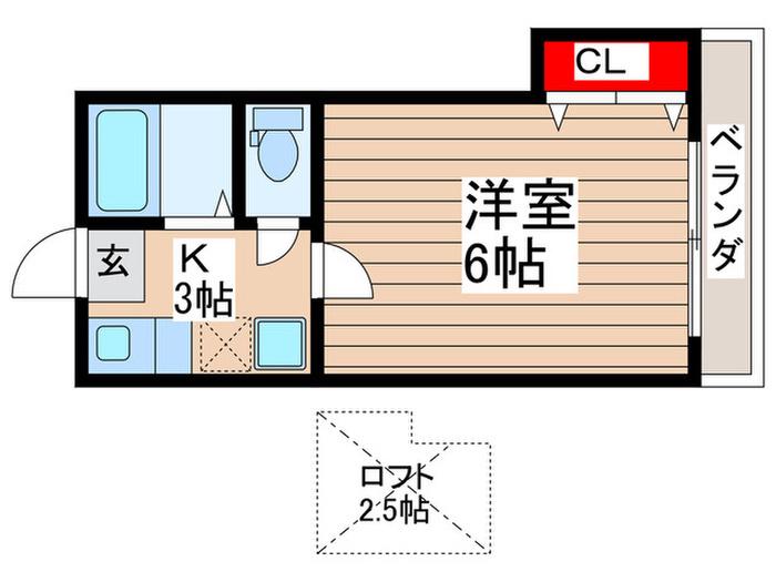 日乃出コーポ(1K/2階)の間取り写真
