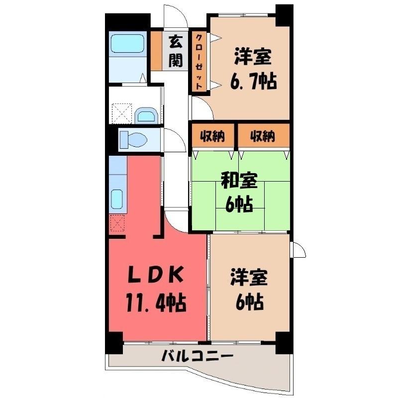 クラール(3LDK/4階)の間取り写真
