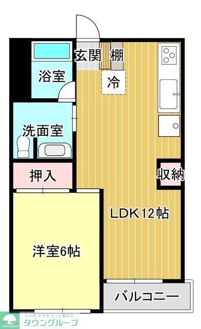 大倉山第二コーポラスB棟(1LDK/4階)の間取り写真