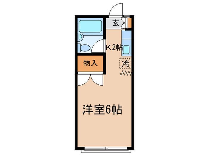 グリーンハイム(1K/2階)の間取り写真